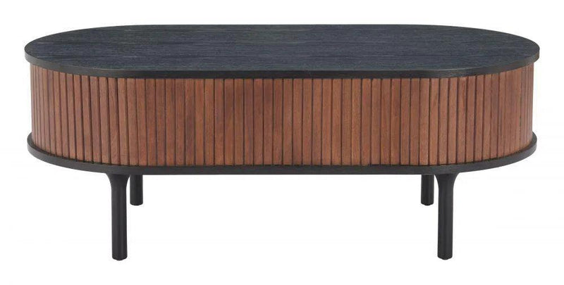 Koriana Wood Black and Walnut Oval Coffee Table Coffee Tables LOOMLAN By Zuo Modern