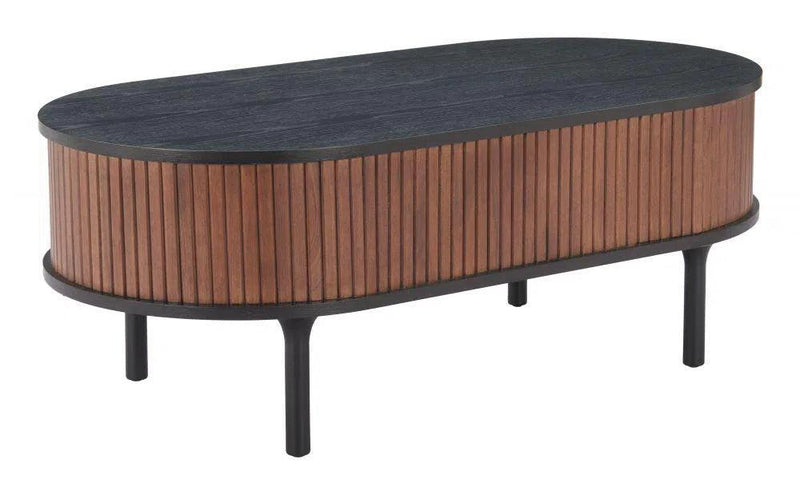 Koriana Wood Black and Walnut Oval Coffee Table Coffee Tables LOOMLAN By Zuo Modern