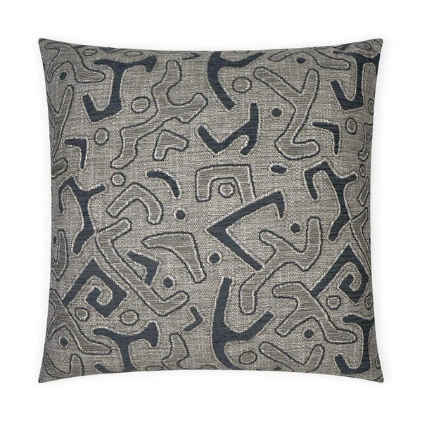 Kuba Coal Global Grey Large Throw Pillow With Insert Throw Pillows LOOMLAN By D.V. Kap