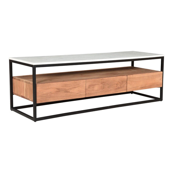 Kula Contemporary Wooden Marble Top Media TV Stand TV Stands & Media Centers LOOMLAN By Moe's Home