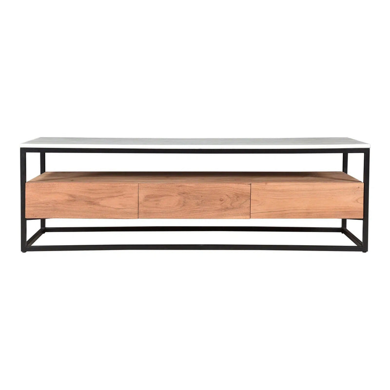 Kula Contemporary Wooden Marble Top Media TV Stand TV Stands & Media Centers LOOMLAN By Moe's Home