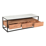 Kula Contemporary Wooden Marble Top Media TV Stand TV Stands & Media Centers LOOMLAN By Moe's Home