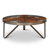 Kullen Solid Teak Wooden Glass Round Coffee Table Coffee Tables LOOMLAN By Urbia