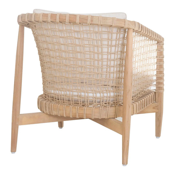 Kuna Solid Teak Frame with Lloyd Loom Weave Outdoor Chair Outdoor Lounge Chairs LOOMLAN By Moe's Home