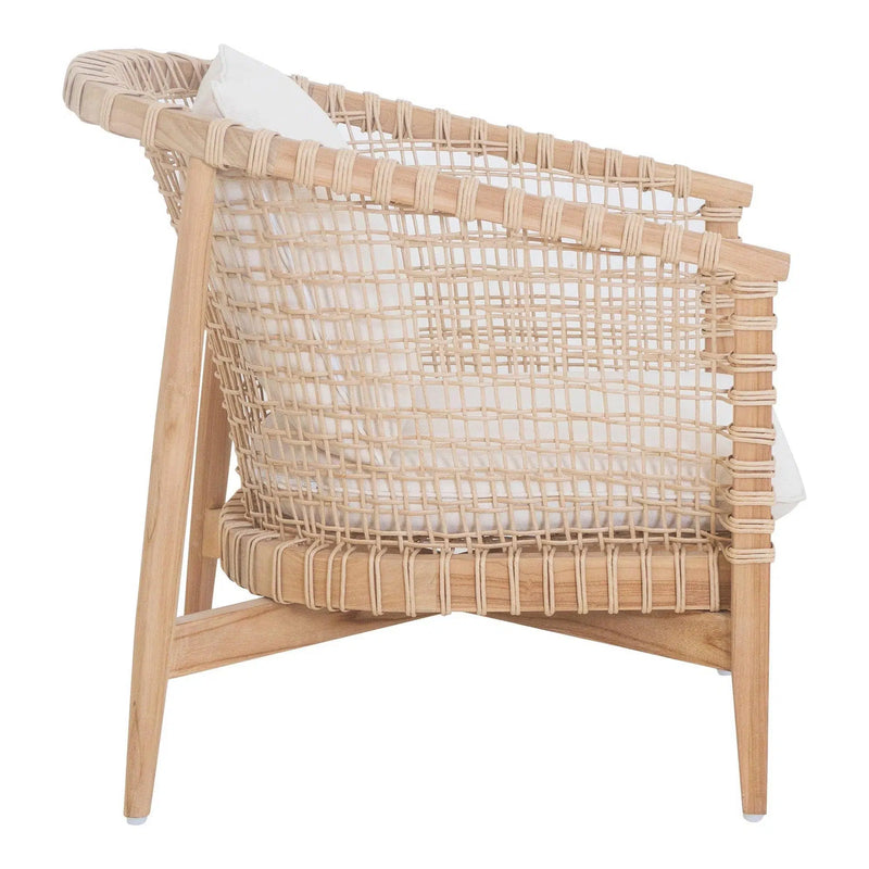 Kuna Solid Teak Frame with Lloyd Loom Weave Outdoor Chair Outdoor Lounge Chairs LOOMLAN By Moe's Home