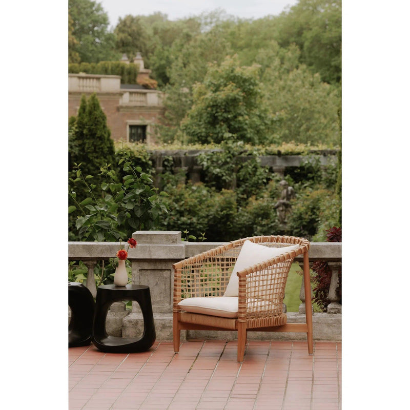 Kuna Solid Teak Frame with Lloyd Loom Weave Outdoor Chair Outdoor Lounge Chairs LOOMLAN By Moe's Home