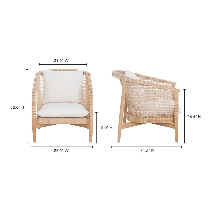 Kuna Solid Teak Frame with Lloyd Loom Weave Outdoor Chair Outdoor Lounge Chairs LOOMLAN By Moe's Home