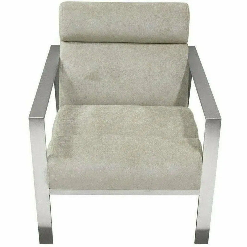 La Brea Ivory Accent Chair Stainless Steel Frame Tight Back Club Chairs LOOMLAN By Diamond Sofa