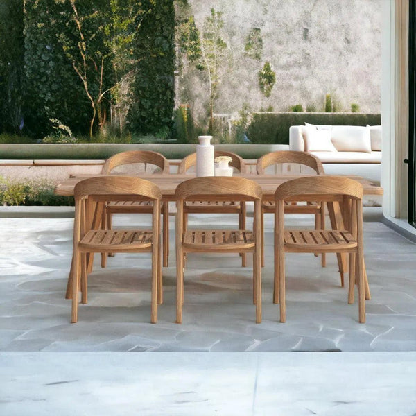 La Costa 7-Piece Rectangular Teak Outdoor Dining Set with Barrel Back Armchairs Outdoor Dining Sets LOOMLAN By HiTeak