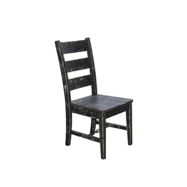 Ladderback Chair With Turnbuckle Stretchers Wood Seat Black (Set Of 2) Dining Chairs LOOMLAN By Sunny D