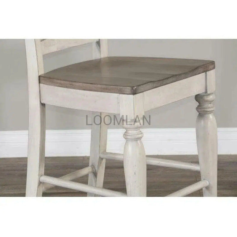 Ladderback Wood Seat Counter Height Barstool 24"H Counter Stools LOOMLAN By Sunny D