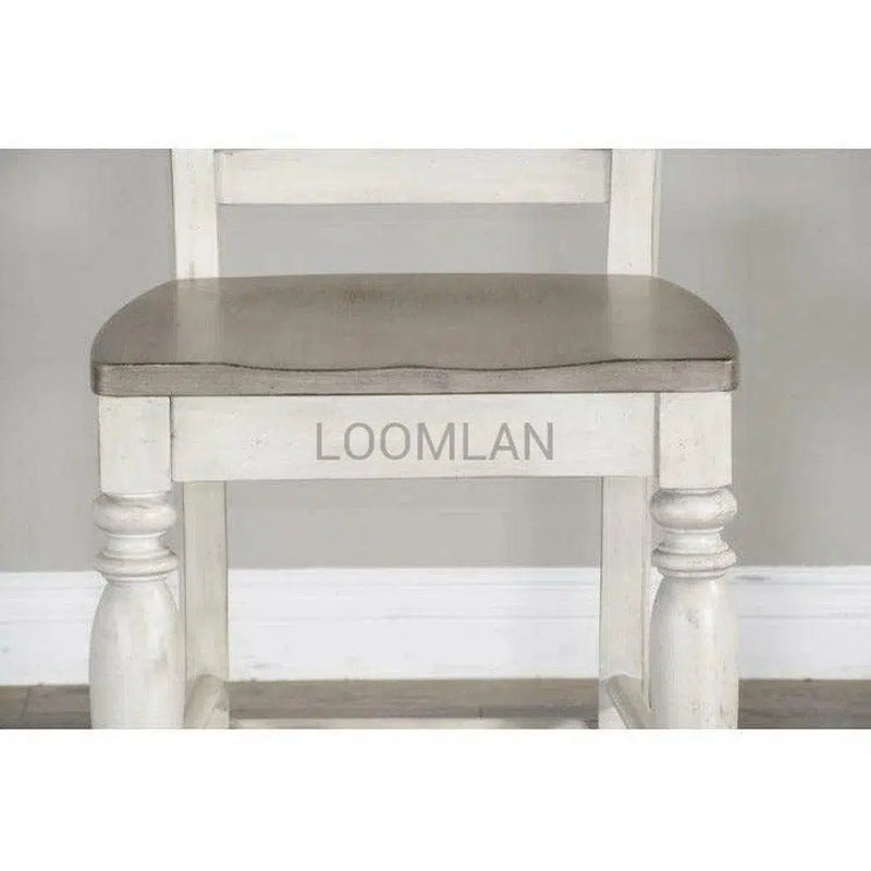 Ladderback Wood Seat Counter Height Barstool 24"H Counter Stools LOOMLAN By Sunny D