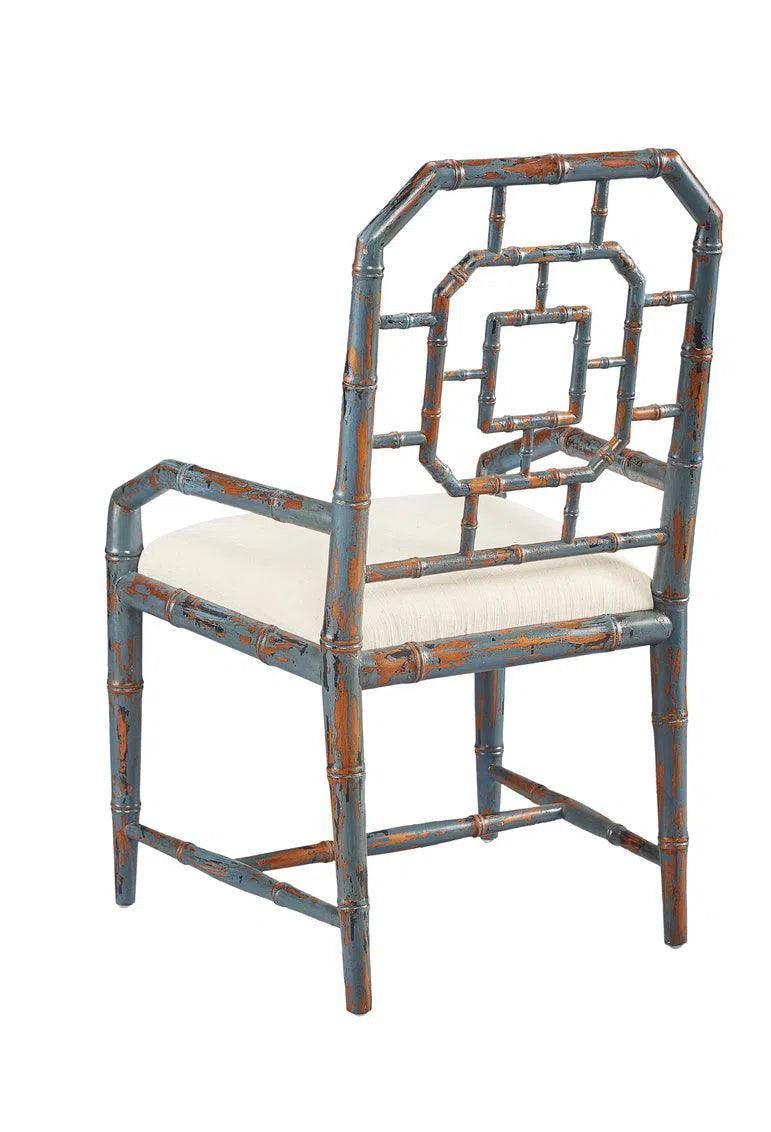 Lahara Chinese Blue Dining Chair Set of 2 With Arms Dining Chairs LOOMLAN By Furniture Classics