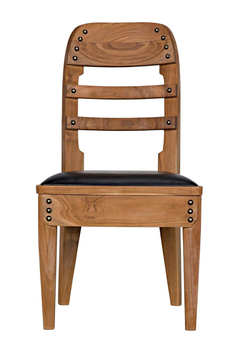 Laila Chair, Teak with Leather Dining Chairs LOOMLAN By Noir