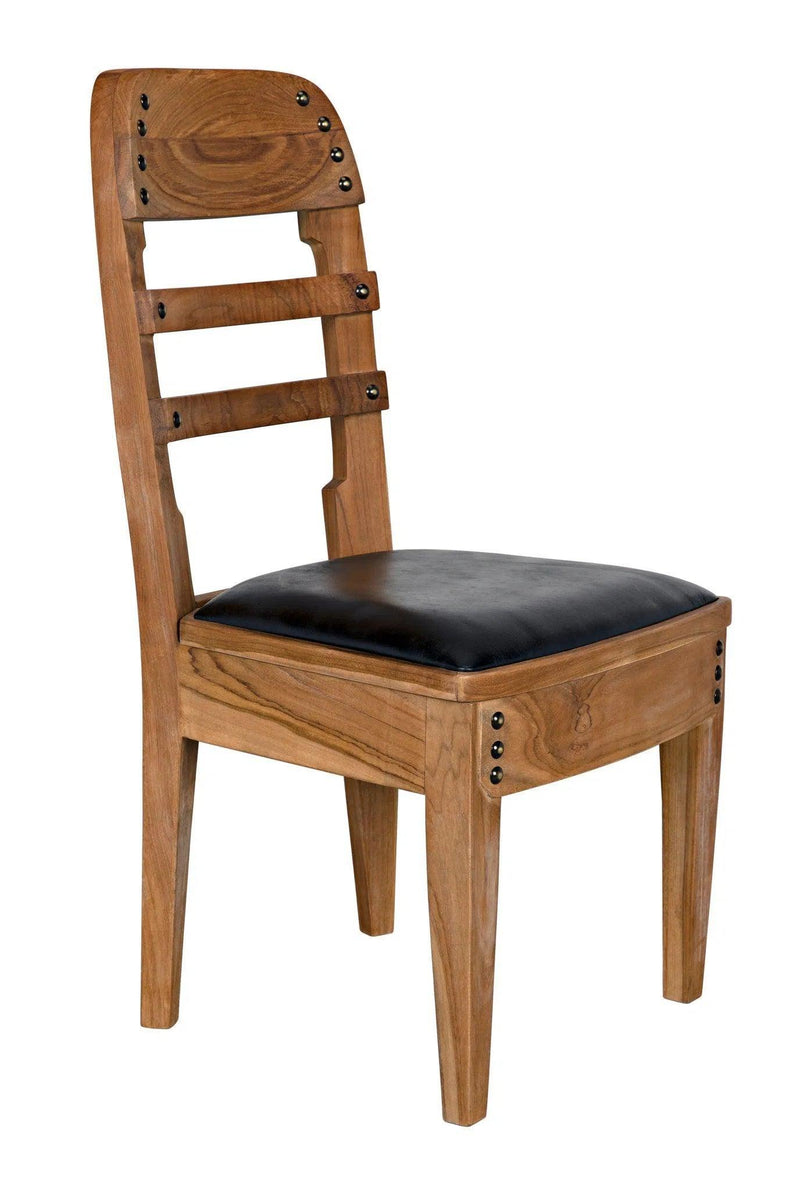 Laila Chair, Teak with Leather Dining Chairs LOOMLAN By Noir