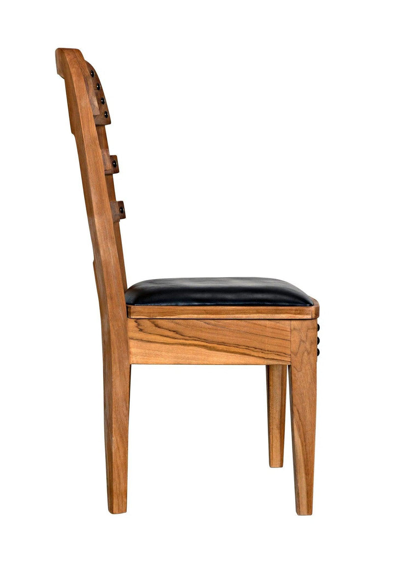 Laila Chair, Teak with Leather Dining Chairs LOOMLAN By Noir