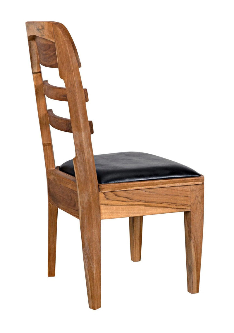 Laila Chair, Teak with Leather Dining Chairs LOOMLAN By Noir