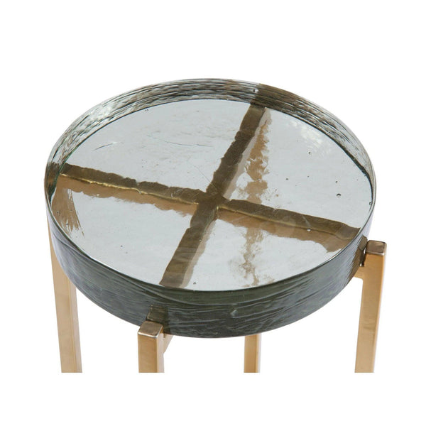 Laine Metal and Cast Glass Gold Round Accent Table Side Tables LOOMLAN By Bassett Mirror