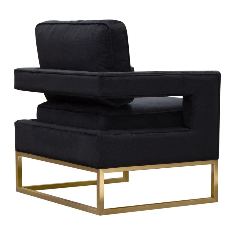 Lake Brushed Gold Metal and Black Performance Fabric Accent Arm Chair Club Chairs LOOMLAN By Diamond Sofa