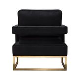 Lake Brushed Gold Metal and Black Performance Fabric Accent Arm Chair Club Chairs LOOMLAN By Diamond Sofa