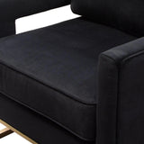 Lake Brushed Gold Metal and Black Performance Fabric Accent Arm Chair Club Chairs LOOMLAN By Diamond Sofa