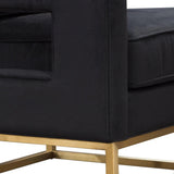 Lake Brushed Gold Metal and Black Performance Fabric Accent Arm Chair Club Chairs LOOMLAN By Diamond Sofa