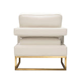 Lake Brushed Gold Metal and White Performance Fabric Accent Arm Chair Club Chairs LOOMLAN By Diamond Sofa