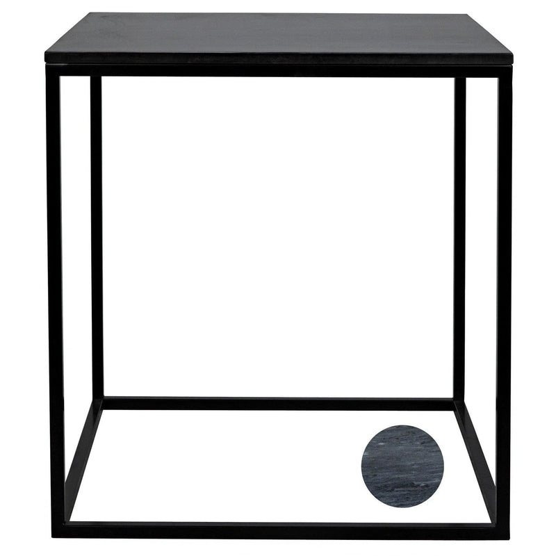 Landon Steel and Marble Black Rectangle Side Table Side Tables LOOMLAN By Noir