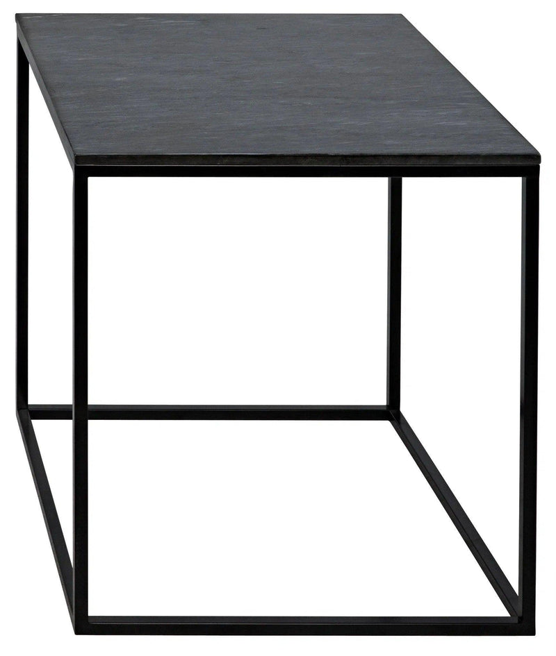 Landon Steel and Marble Black Rectangle Side Table Side Tables LOOMLAN By Noir