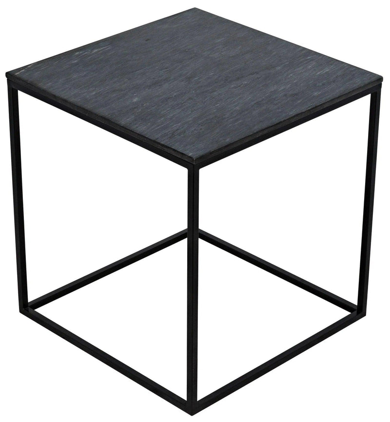 Landon Steel and Marble Black Rectangle Side Table Side Tables LOOMLAN By Noir