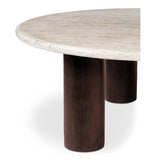 Landon Travertine and Mango Wood Beige Round Coffee Table Coffee Tables LOOMLAN By Moe's Home