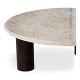 Landon Travertine and Mango Wood Beige Round Coffee Table Coffee Tables LOOMLAN By Moe's Home