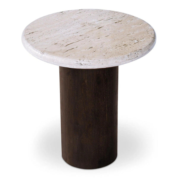 Landon Wood White Round Accent Table Side Tables LOOMLAN By Moe's Home