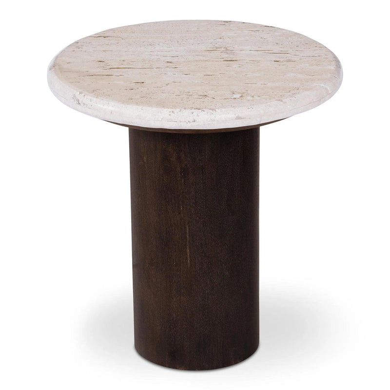 Landon Wood White Round Accent Table Side Tables LOOMLAN By Moe's Home