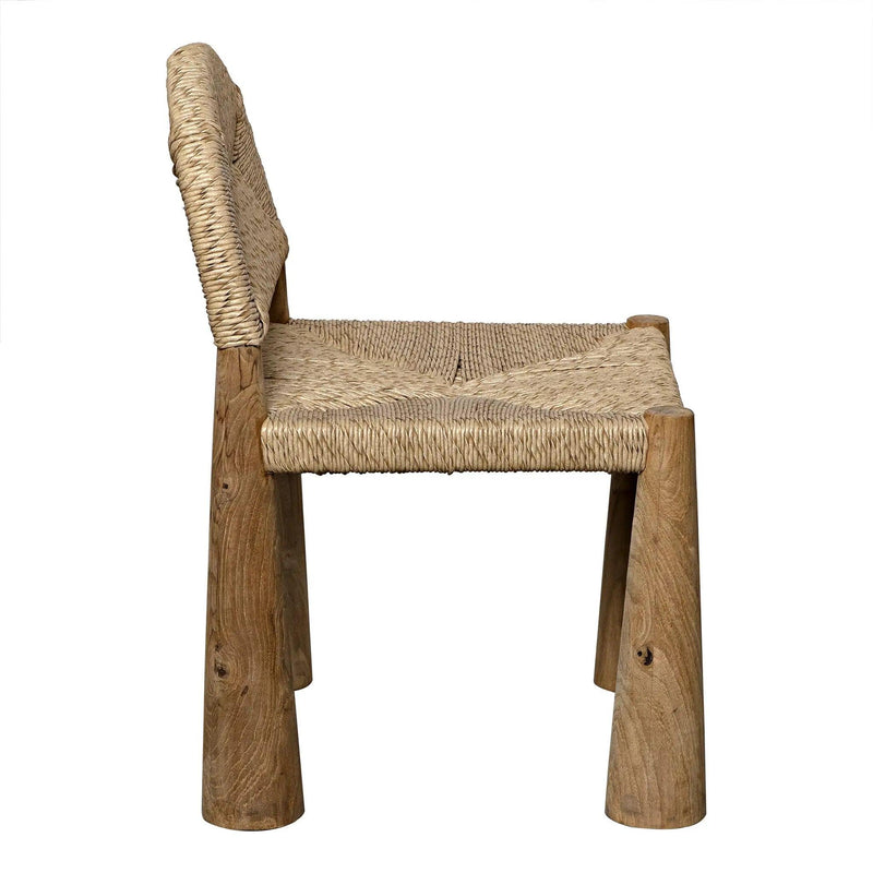 Laredo Natural Wood Armless Chair with Synthetic Woven Club Chairs LOOMLAN By Noir