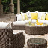 Largo 48" Oval Cocktail Table All Weather Wicker Furniture Lloyd Flanders Outdoor Coffee Tables LOOMLAN By Lloyd Flanders