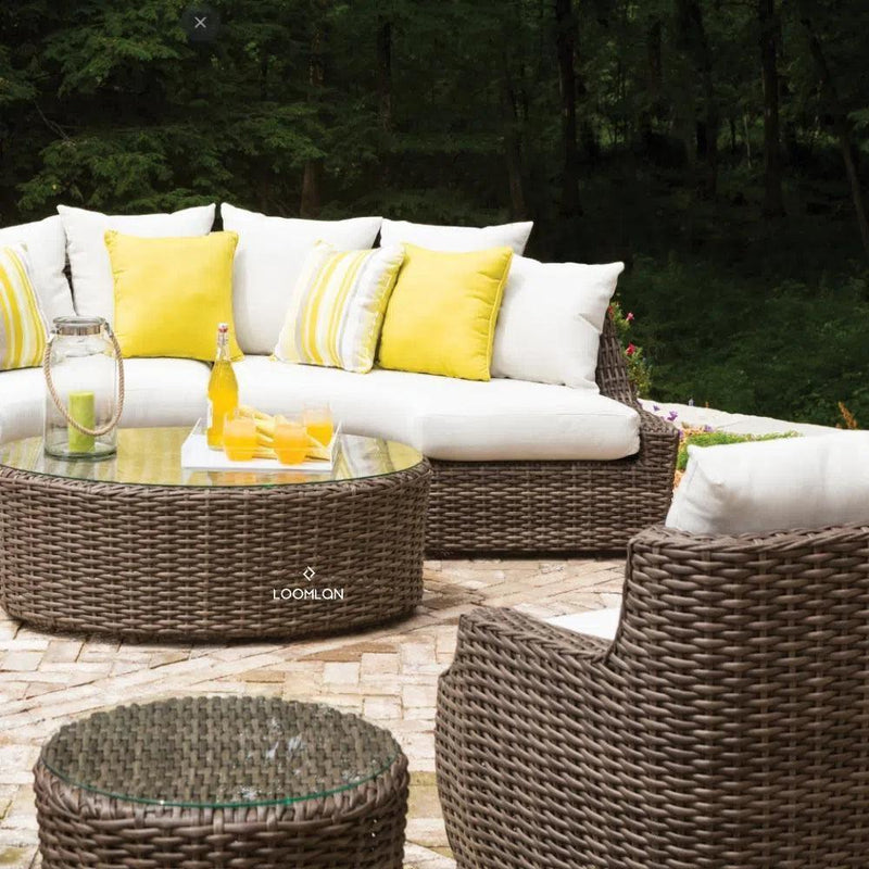 Largo 48" Oval Cocktail Table All Weather Wicker Furniture Lloyd Flanders Outdoor Coffee Tables LOOMLAN By Lloyd Flanders