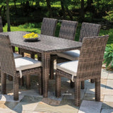 Largo 86" Rectangular Umbrella Dining Table All Weather Wicker Outdoor Dining Tables LOOMLAN By Lloyd Flanders