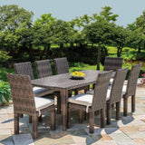 Largo 86" Rectangular Umbrella Dining Table All Weather Wicker Outdoor Dining Tables LOOMLAN By Lloyd Flanders