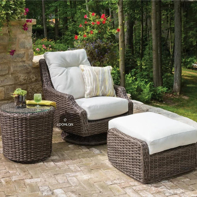 Largo High Back Swivel Rocker Lounge Chair All Weather Wicker Outdoor Lounge Chairs LOOMLAN By Lloyd Flanders