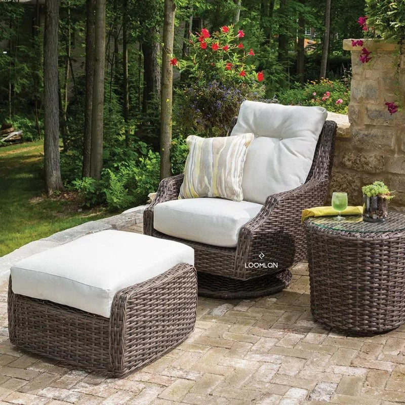 Largo High Back Swivel Rocker Lounge Chair All Weather Wicker Outdoor Lounge Chairs LOOMLAN By Lloyd Flanders