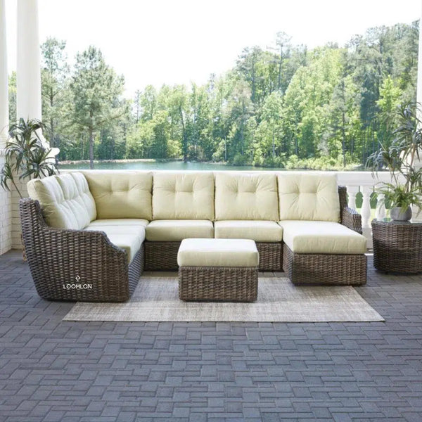 Largo Ottoman All Weather Wicker Furniture Made in USA Lloyd Flanders Outdoor Ottomans LOOMLAN By Lloyd Flanders