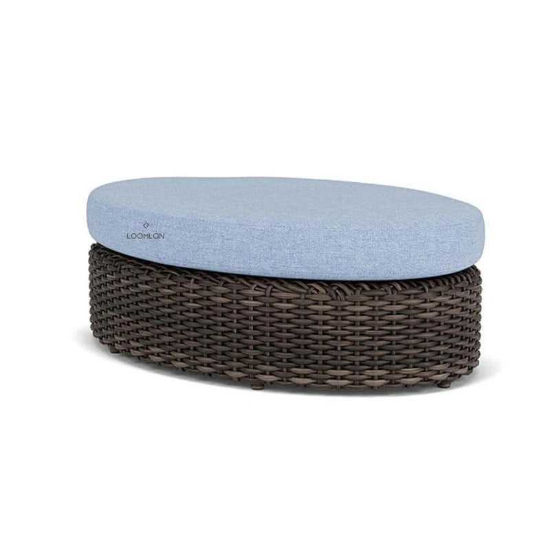 Largo Oval Ottoman All Weather Wicker Furniture Made in USA Lloyd Flanders Outdoor Ottomans LOOMLAN By Lloyd Flanders