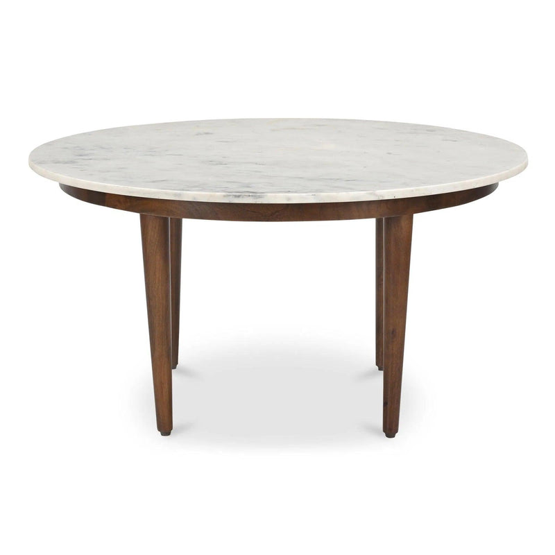 Lark Marble and Solid Mango Wood White Round Coffee Table Coffee Tables LOOMLAN By Moe's Home