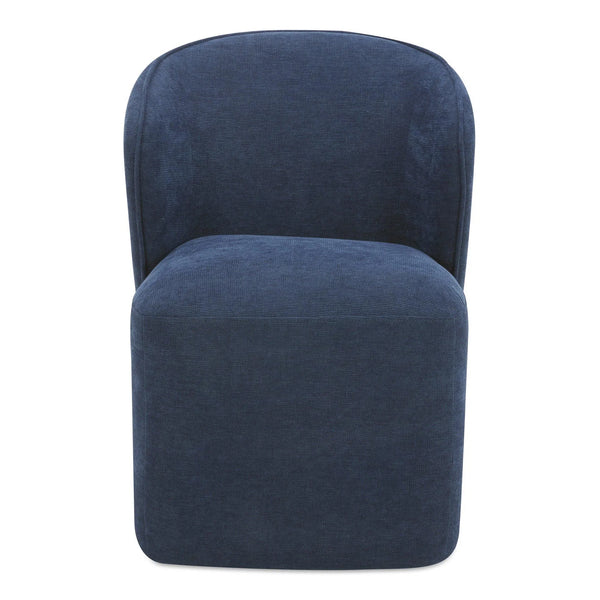 Larson Rolling Polyester and Multi-Layer Board Blue Armless Dining Chair Dining Chairs LOOMLAN By Moe's Home