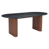 Lassig Wood Black and Walnut Oval Dining Table Dining Tables LOOMLAN By Zuo Modern