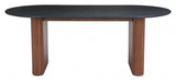 Lassig Wood Black and Walnut Oval Dining Table Dining Tables LOOMLAN By Zuo Modern
