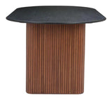 Lassig Wood Black and Walnut Oval Dining Table Dining Tables LOOMLAN By Zuo Modern