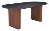 Lassig Wood Black and Walnut Oval Dining Table Dining Tables LOOMLAN By Zuo Modern