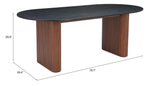 Lassig Wood Black and Walnut Oval Dining Table Dining Tables LOOMLAN By Zuo Modern